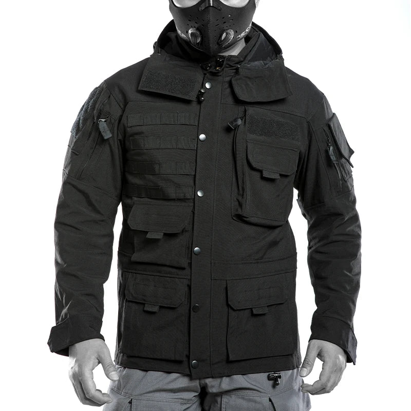 Men's Black Stand Collar Tactical Jacket - 100% Nylon Winter Outerwear | Julian's Menswear