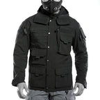 Men's Black Stand Collar Tactical Jacket - 100% Nylon Winter Outerwear | Julian's Menswear