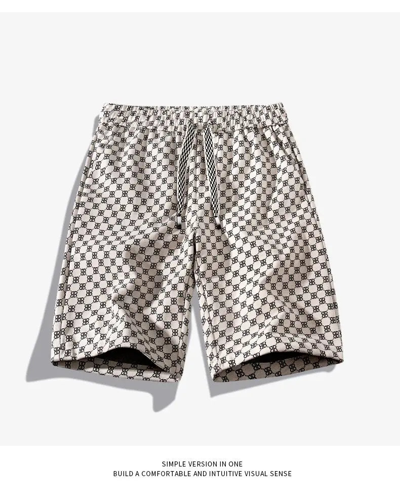 Men's Fashion Street Style Summer Sports Shorts Customized Full Print Canvas Fabric Mid Waist Casual Knitted Logo Design