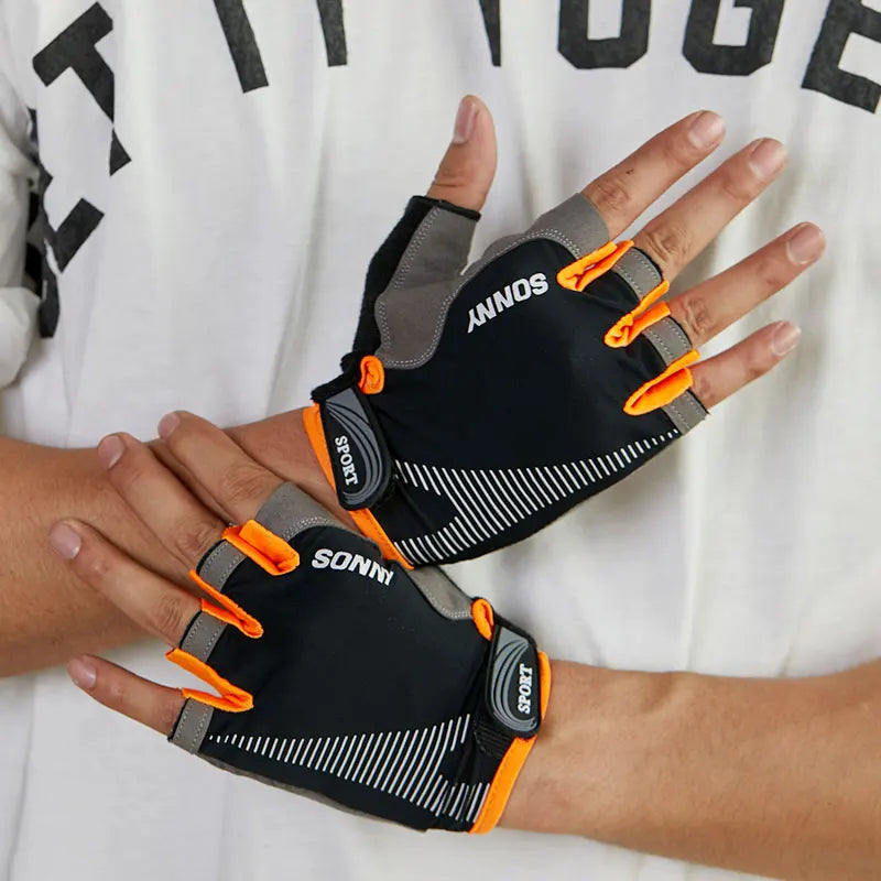 Custom Men Half Finger Fitness Outdoor Gym Sport Mountain Bicycle Riding Gloves