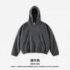 400g Men's Women's Cotton Plus Short Wide Profile Double-layer Hoodie Men Women Solid Color Streetwear Winter Ropa Hombre 0001