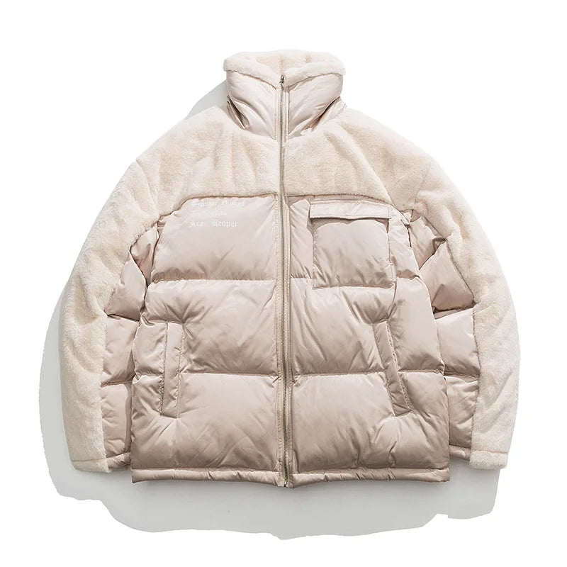 Stand Collar Boys Winter Jackets 2022 Quilted Bomber Jacket Men Fashion Fleece Utility Sherpa Jacket