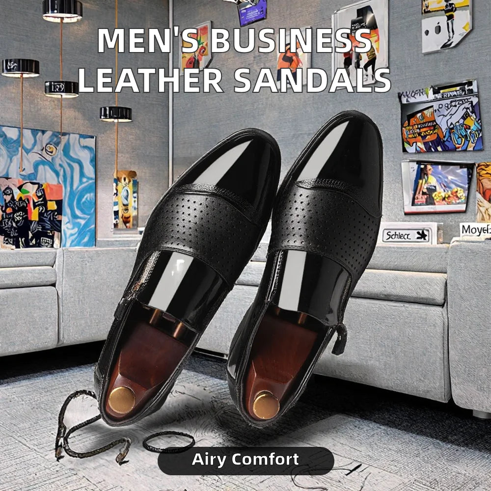 SF2405F   Four Seasons New Men's Business Breathable Leather Shoes with EVA Insole Autumn/Winter Hollow Out Set