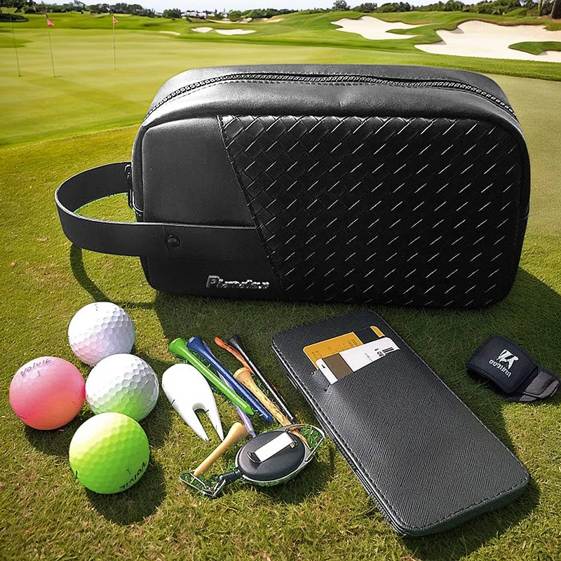 Golf Bags for Men Golf Products Mesh Clutch Travel Bags Black Geometric Men's Messenger Sport Bags PU Leather Clutch