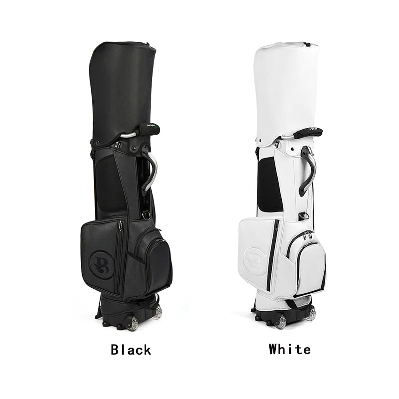 Six Divider Pu Leather Waterproof Golf Stand Bag Custom Lightweight Stand Golf Club Bags with Two Wheels