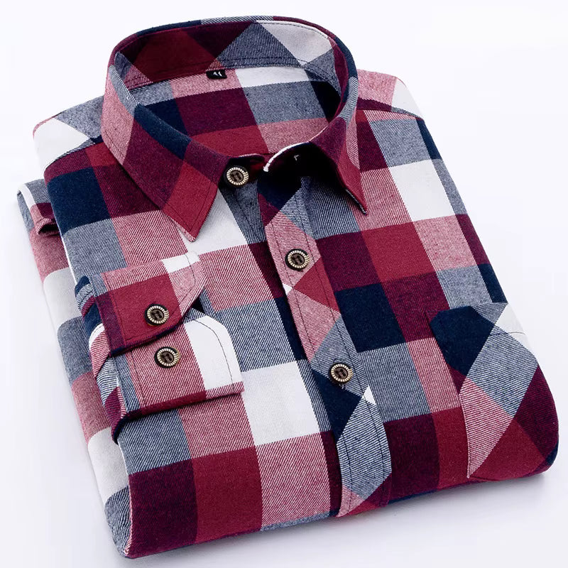 men's long sleeve buffalo plaid shirt  - Cotton Broadcloth Blend