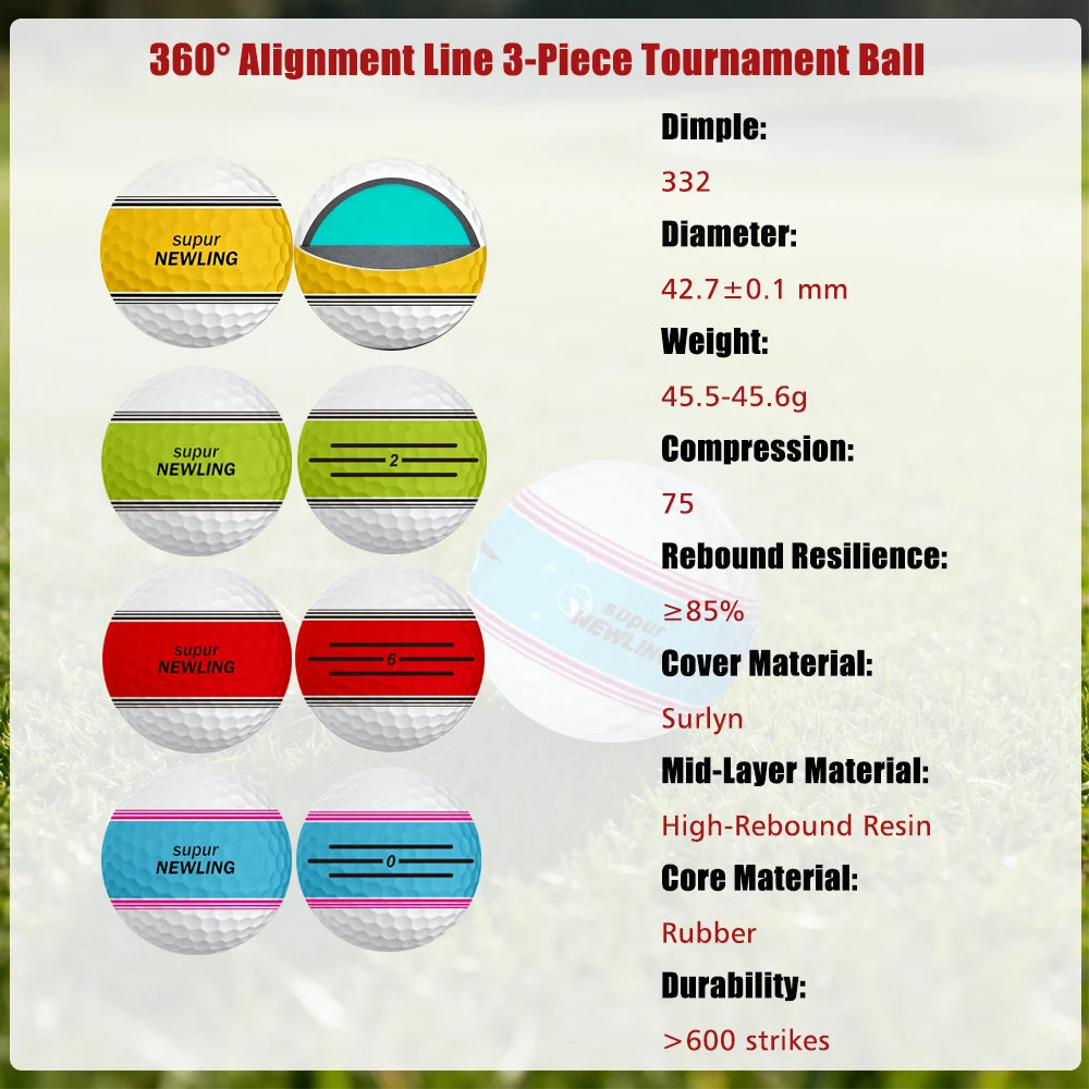 Customized Gift Box Packaging High Quality Super Long Distance 360 Degree Putting Three Line Alignment 2/3/4/5 Piece Golf Balls