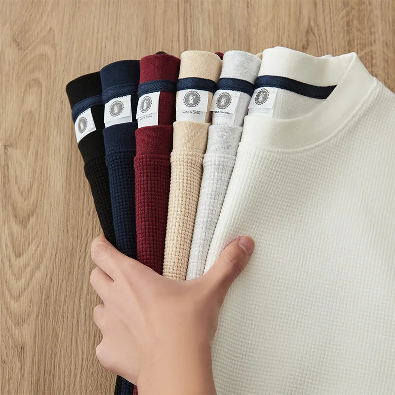 280G Waffle Knit Men's T-Shirt | Custom Logo Summer Loose Fit Retro American Heavyweight Crew Neck Tees