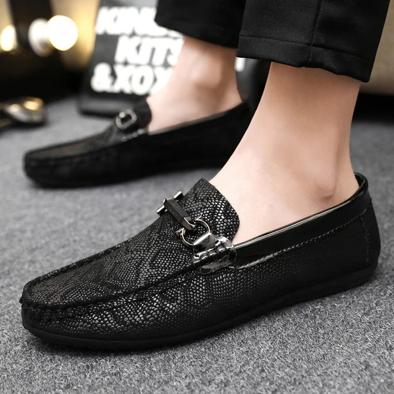 Y Manufacture Beanie Shoes Men's Low-top Slip-on Shoes Black Breathable Loafers Soft Business Casual Shoes for Men