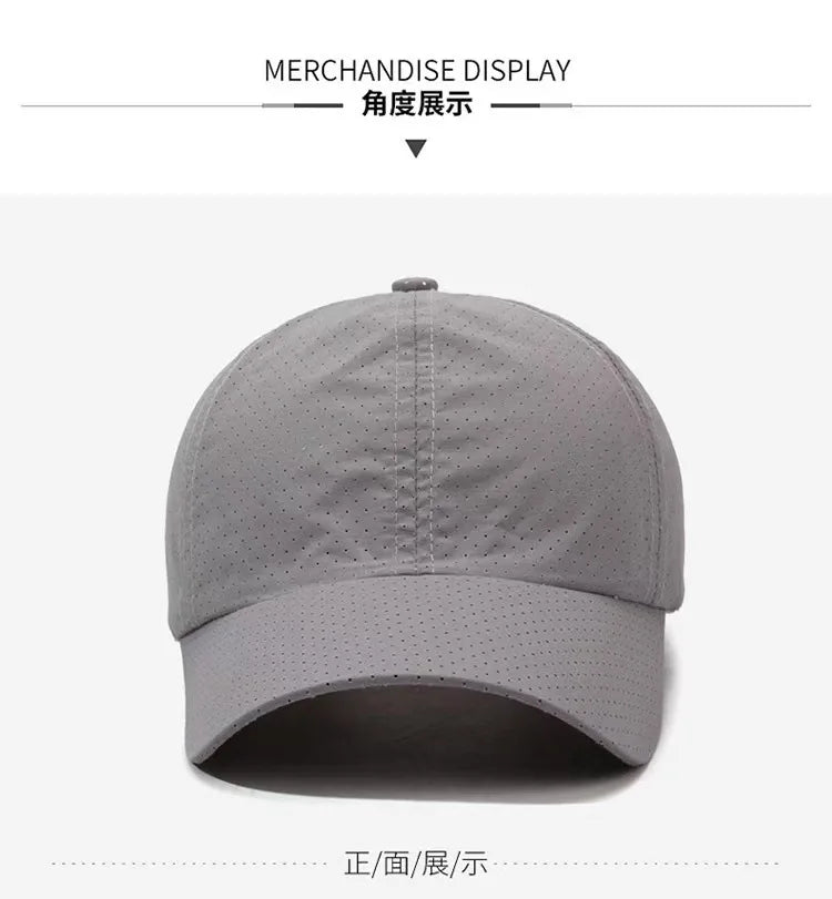 Summer Quick-Dry Baseball Cap for Outdoor Sports Simple Versatile Hat Large Head Circumference Sun Protection for Men Hiking