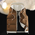 Men's Colorblock Hooded Puffer Vest - Two-Piece Winter Outerwear