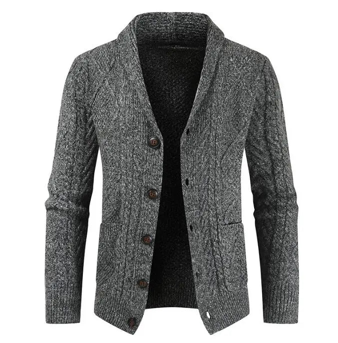 Men's Sweater Cardigan – Button Down V-Neck Cable Knit