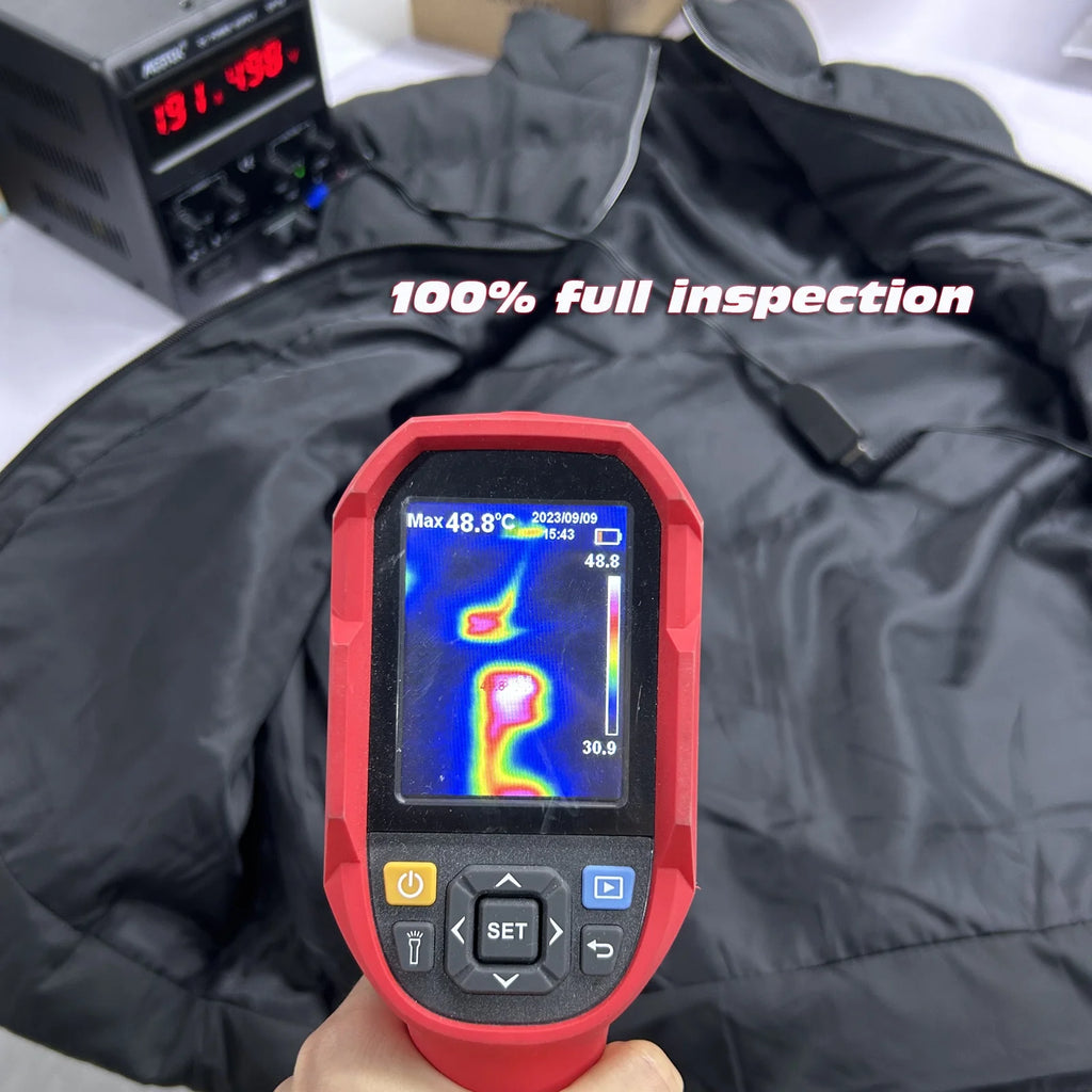 Winter Heating Warm Clothes Plus Size 100% Polyester Outdoor Windbreaker Black Long Coat USB Recharge Heated Jacket for Men