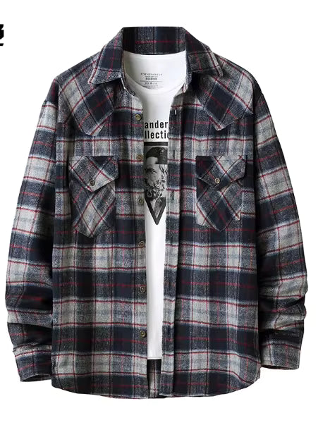 Men's Plaid Flannel Shirt - 100% Cotton Smart Casual
