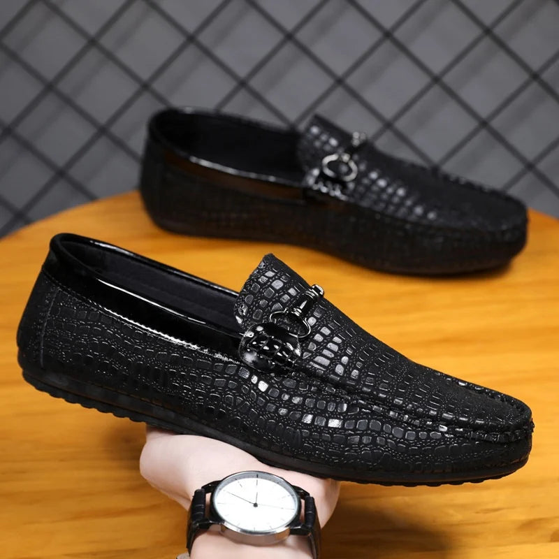 Y Manufacture Beanie Shoes Men's Low-top Slip-on Shoes Black Breathable Loafers Soft Business Casual Shoes for Men