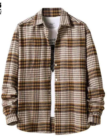 Men's Plaid Flannel Shirt - 100% Cotton Smart Casual