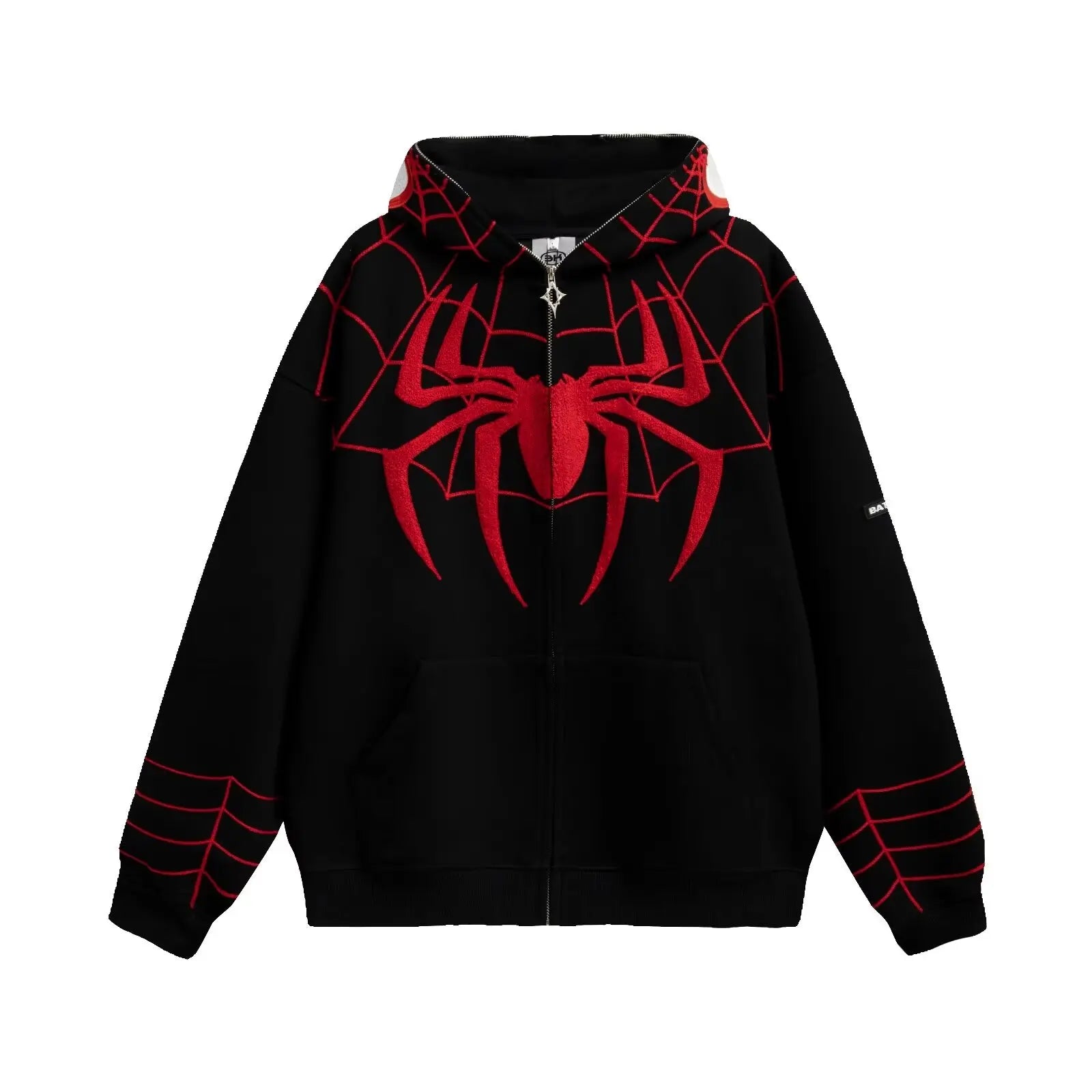 Embroidered Zipper Cardigan Sweater Male and Female Models Autumn Lovers Oversized Marvel Hero Street Spider Hoodie