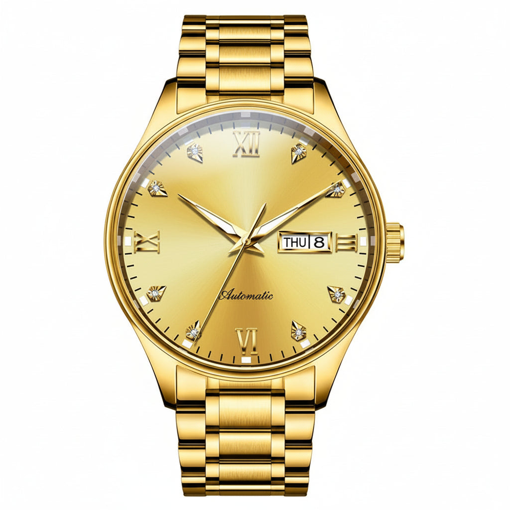 OLEVS 9955 Men's Automatic Mechanical Watch - Luxury Stainless Steel Waterproof Business Watch