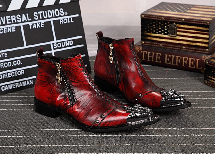 NA006 2022 Retro Men Shoes Autumn Winter Ankle Boots Leather Zip Casual Shoes Men Flats Pointed Toe Male Motorcycle Boots