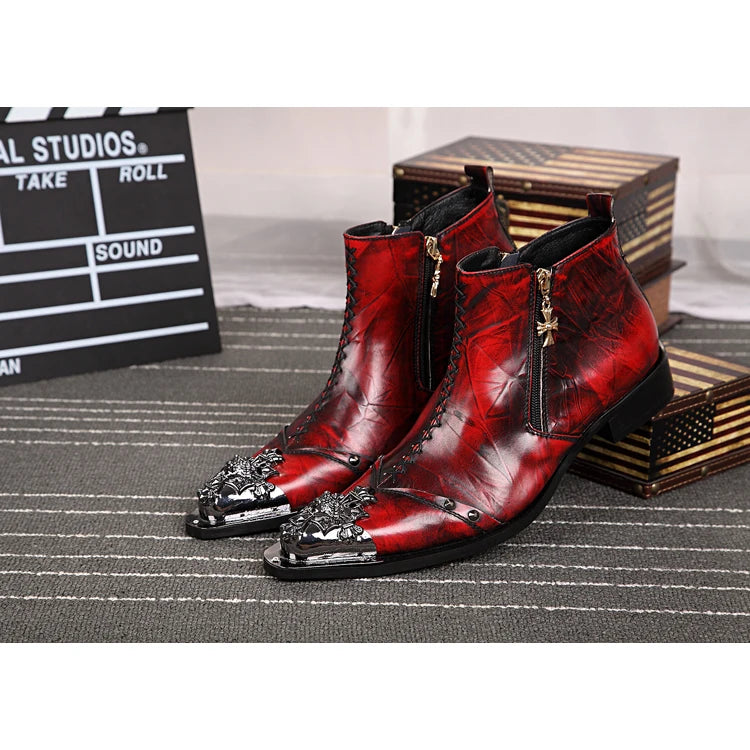NA006 2022 Retro Men Shoes Autumn Winter Ankle Boots Leather Zip Casual Shoes Men Flats Pointed Toe Male Motorcycle Boots