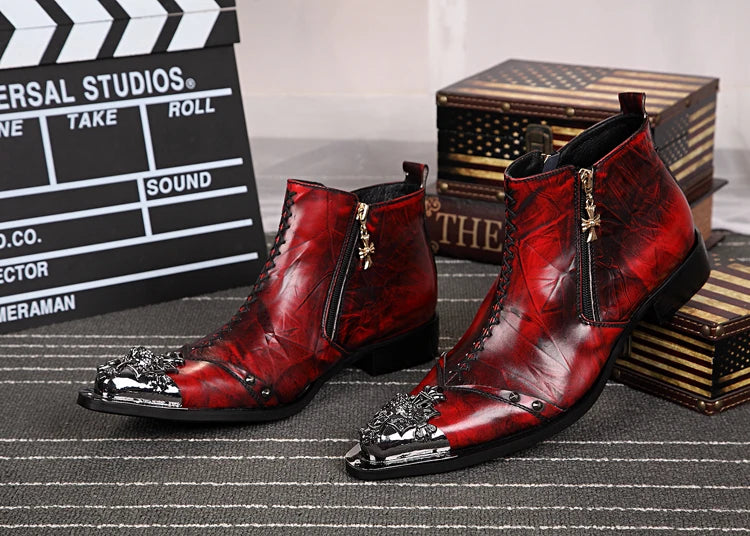 NA006 2022 Retro Men Shoes Autumn Winter Ankle Boots Leather Zip Casual Shoes Men Flats Pointed Toe Male Motorcycle Boots