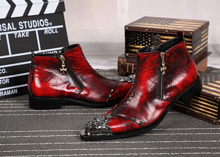 NA006 2022 Retro Men Shoes Autumn Winter Ankle Boots Leather Zip Casual Shoes Men Flats Pointed Toe Male Motorcycle Boots