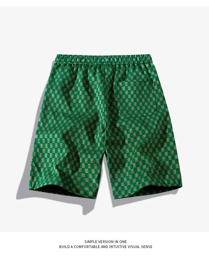 Men's Fashion Street Style Summer Sports Shorts Customized Full Print Canvas Fabric Mid Waist Casual Knitted Logo Design