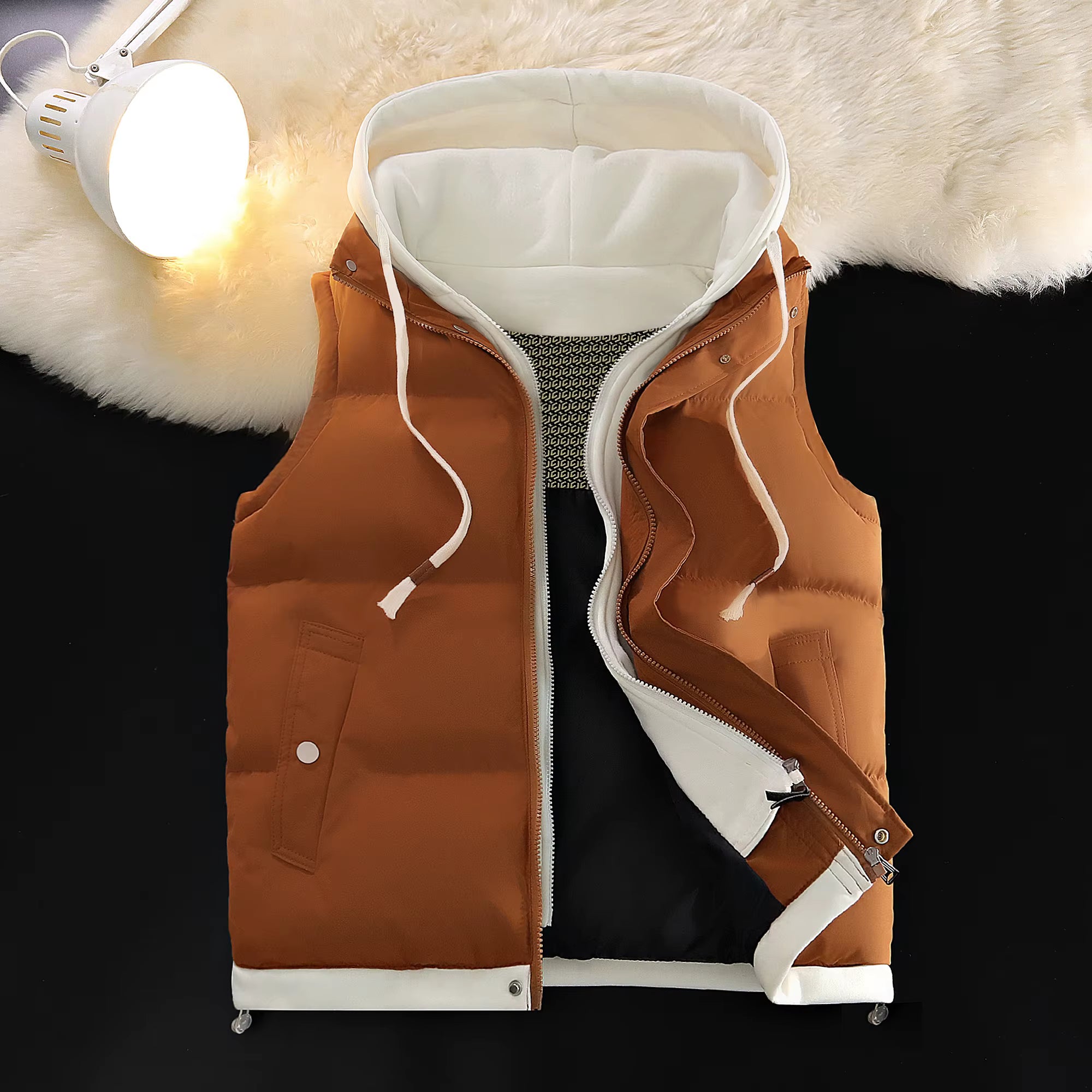 Men's Colorblock Hooded Puffer Vest - Two-Piece Winter Outerwear