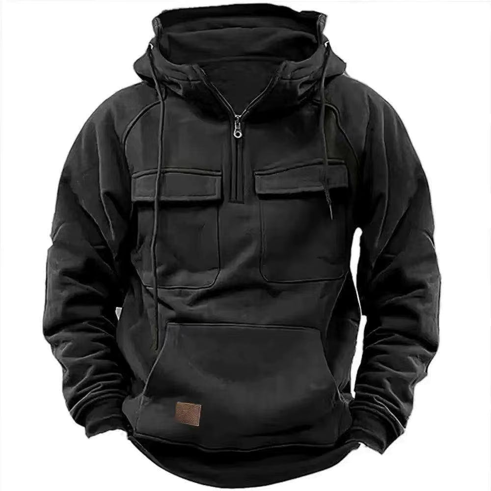 Men's Black Half Zip Pullover Hoodie | Julian's Menswear
