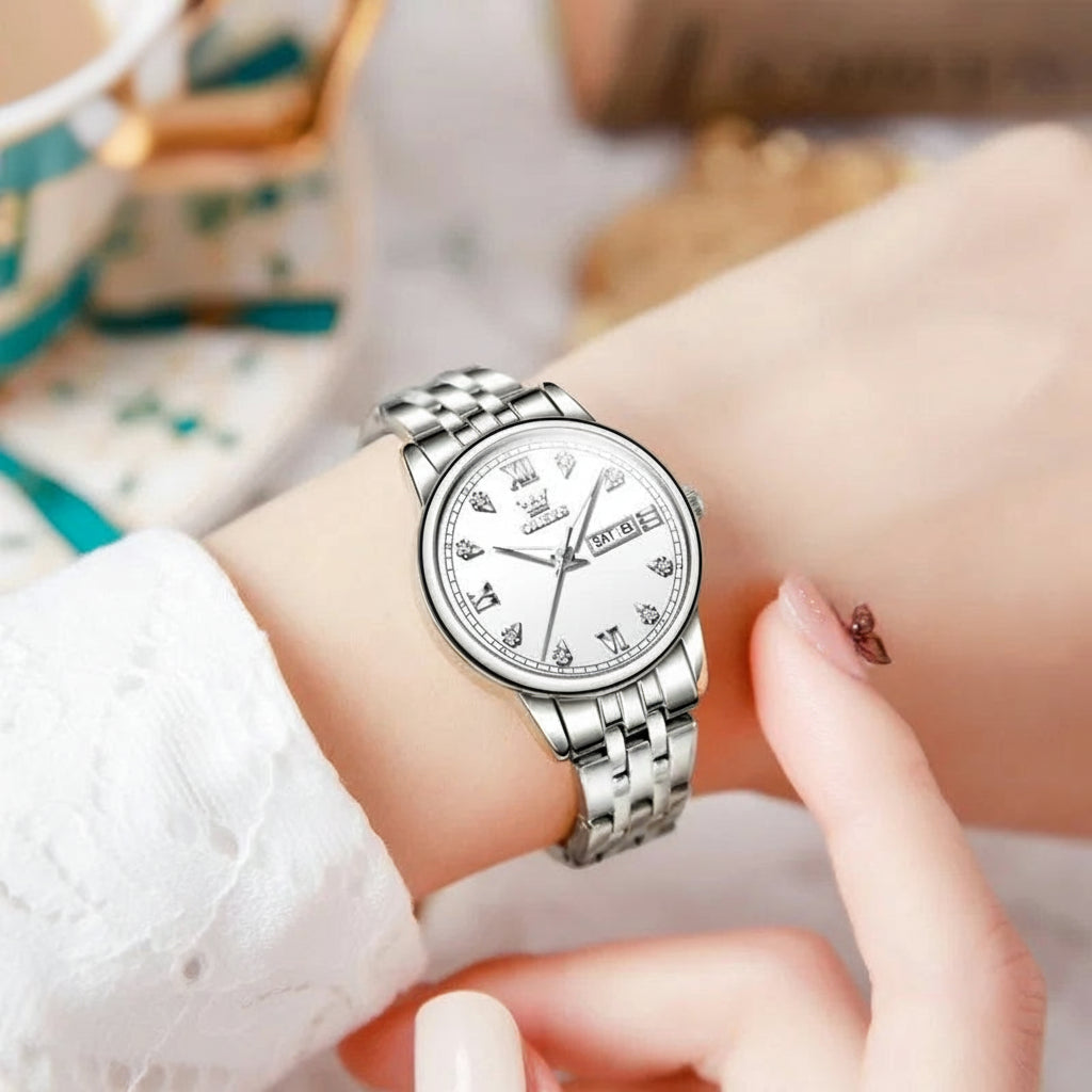 Stainless Steel Couple's Quartz Watches