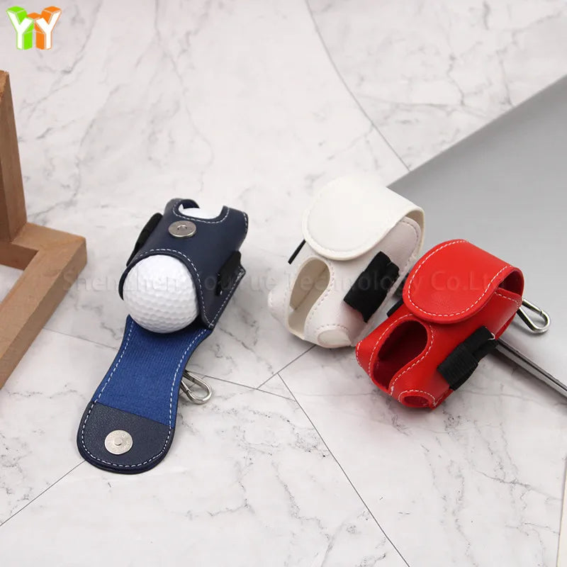 Stocked PU Leather Golf Balls Tees Holder Colorful Golf Ball Pouch Waist Bag Storage Case
