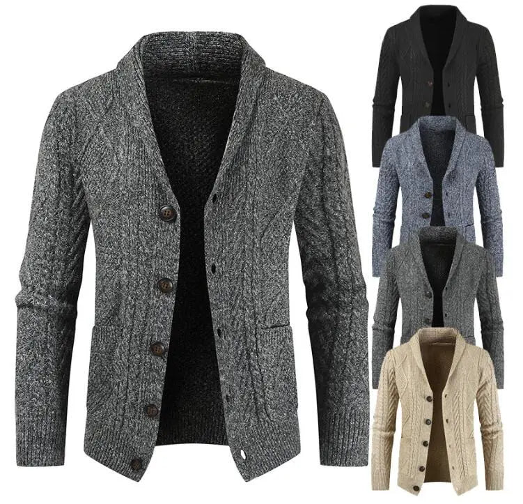 Men's Sweater Cardigan – Button Down V-Neck Cable Knit