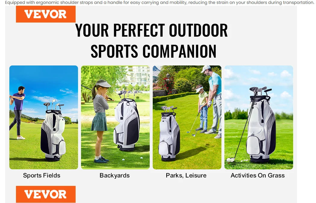 VEVOR Golf Cart Bag with 14 Way Organizer Divider Top, 36' 13 Pockets Premium Nylon Cart Bag, Durable Golf Bags with Handles