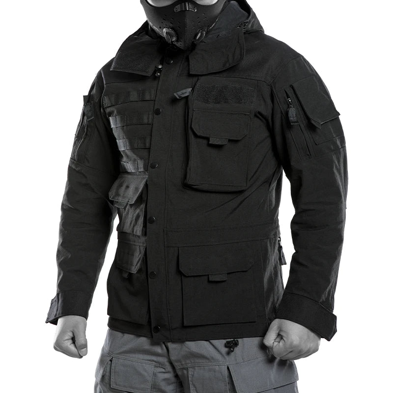 Men's Black Stand Collar Tactical Jacket - 100% Nylon Winter Outerwear | Julian's Menswear