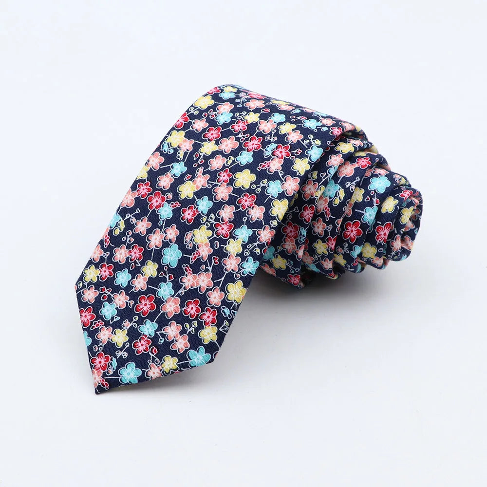 New Fashion Floral Tie for Men Narrow Casual Men's Ties Wedding Party Skinny Flower Printed Neckties Male Suits Neck Ties Cravat