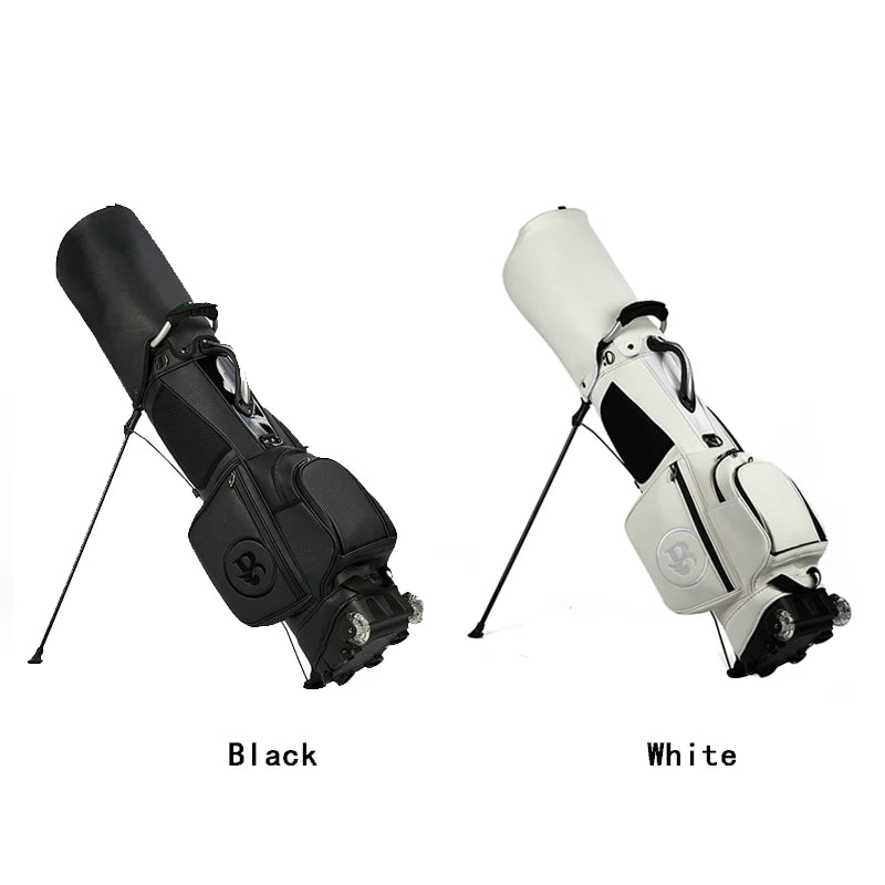 Six Divider Pu Leather Waterproof Golf Stand Bag Custom Lightweight Stand Golf Club Bags with Two Wheels