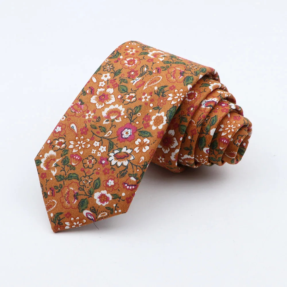 New Fashion Floral Tie for Men Narrow Casual Men's Ties Wedding Party Skinny Flower Printed Neckties Male Suits Neck Ties Cravat