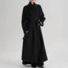 AIMEISI High End Elegant Warm 70% Wool Oblique Collar Long Trench Cashmere Coats for Women Winter Coat