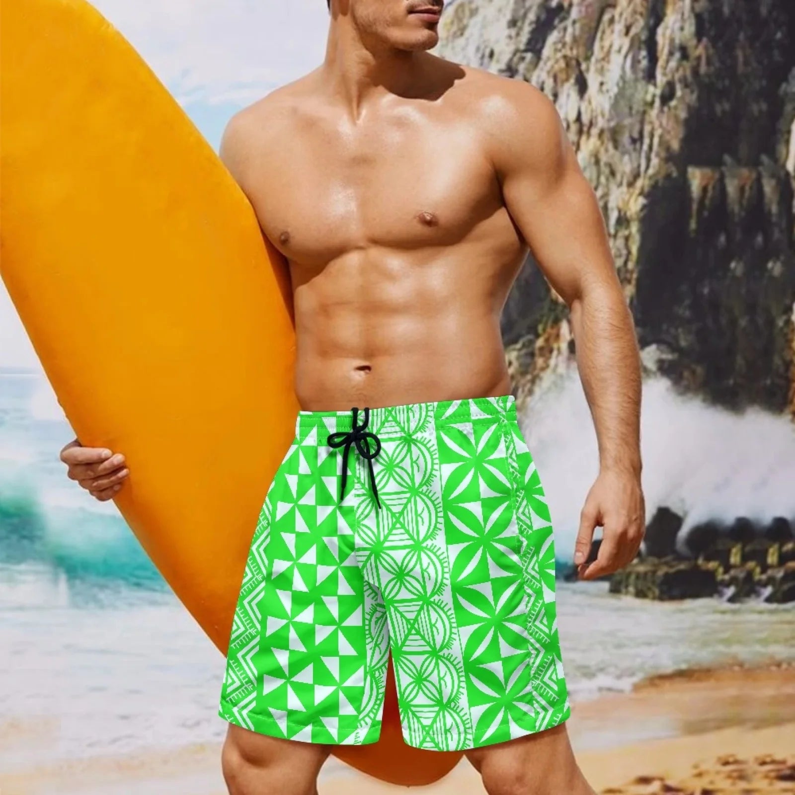 Wholesale Polynesian Tribal Pattern Men Beach Shorts Pacific Islands Print Shorts for Men Print on Demand Plus Size Men's Shorts
