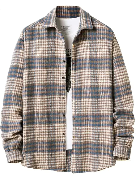 Men's Plaid Flannel Shirt - 100% Cotton Smart Casual