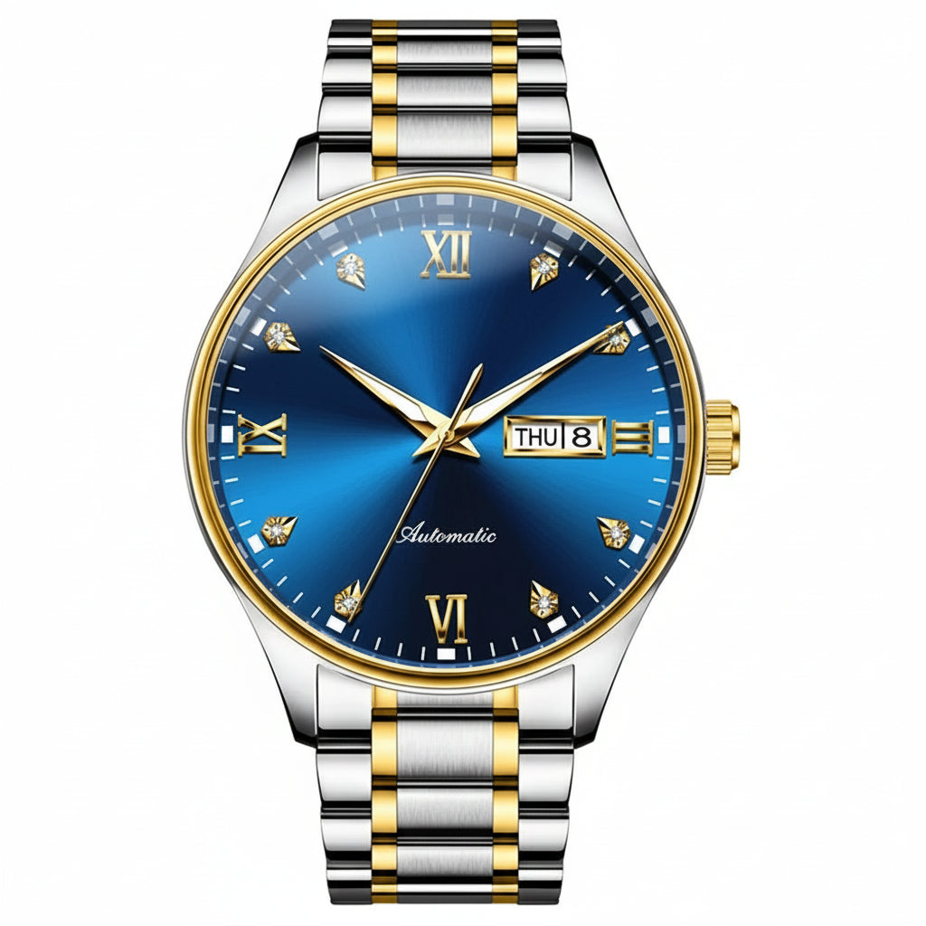 OLEVS 9955 Men's Automatic Mechanical Watch - Luxury Stainless Steel Waterproof Business Watch