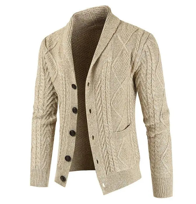 Men's Sweater Cardigan – Button Down V-Neck Cable Knit