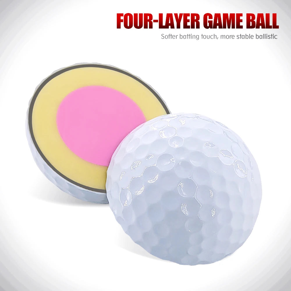 High Performance 4 Layer PU Golf Ball with Ultra Thin Cover Custom Logo Professional Tournament Balls for Long Distance Control