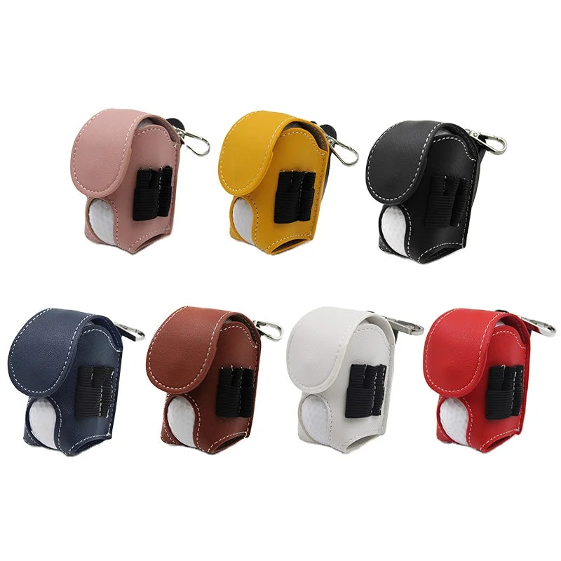 Stocked PU Leather Golf Balls Tees Holder Colorful Golf Ball Pouch Waist Bag Storage Case