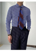 Men's Striped Cotton Shirt with Yarn-Dyed Dobby Fabric - 220 GSM S Julian's Menswear