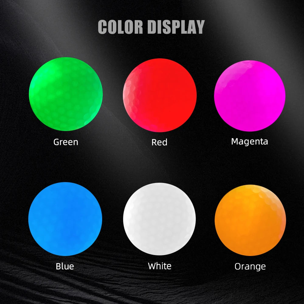 High Quality Custom Logo Golf Ball Glowing Practice Ball 2/3/4 Layers Mixed Color Light up Flashing Glowing Led Golf Balls