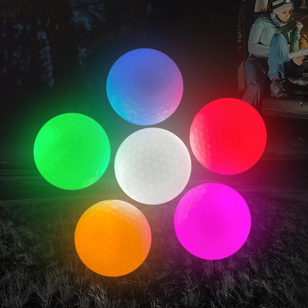 High Quality Custom Logo Golf Ball Glowing Practice Ball 2/3/4 Layers Mixed Color Light up Flashing Glowing Led Golf Balls