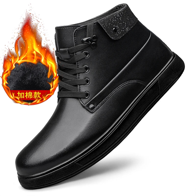 Men's Fleece-Lined Leather Chukka Boots - Derby Business Ankle Boots