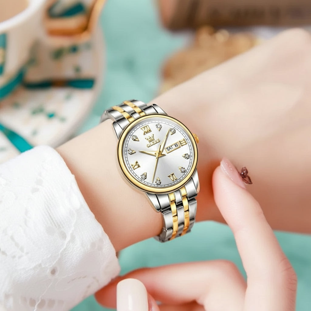 Stainless Steel Couple's Quartz Watches