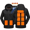 Winter Heating Warm Clothes Plus Size 100% Polyester Outdoor Windbreaker Black Long Coat USB Recharge Heated Jacket for Men